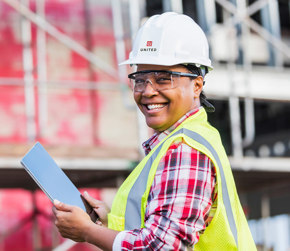 A photo of a United engineer at the worksite